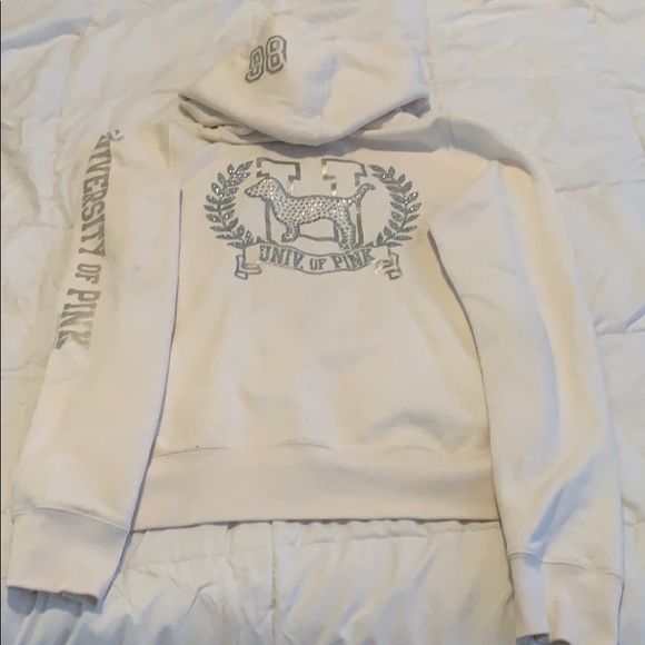 PINK Victoria's Secret Tops - Pink Victoria’s Secret Cream Hoodie